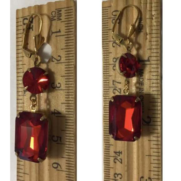 Tudors Anne Boleyn Gold & Double Ruby Renaissance Earrings, Handmade Replicas - Picture 12 of 14